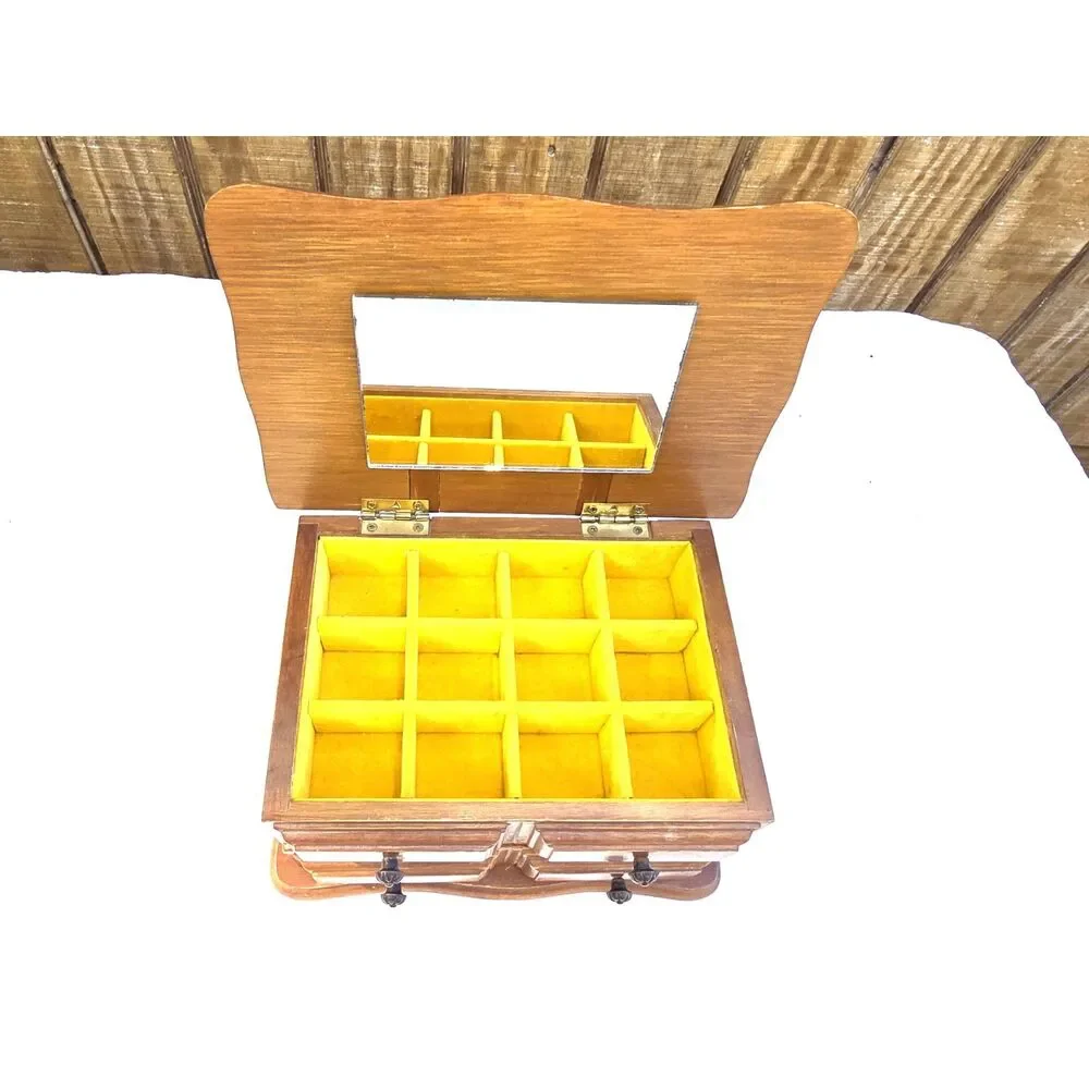 Vintage Himark jewelry chest 2 drawer small wood jewelry box
